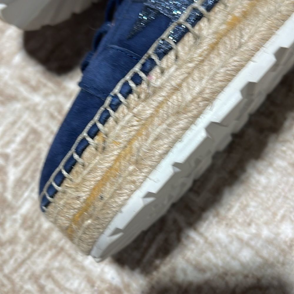 Marc Fisher Navy Suede Espadrille Sneakers with Silver Star Accents - Picture 8 of 14